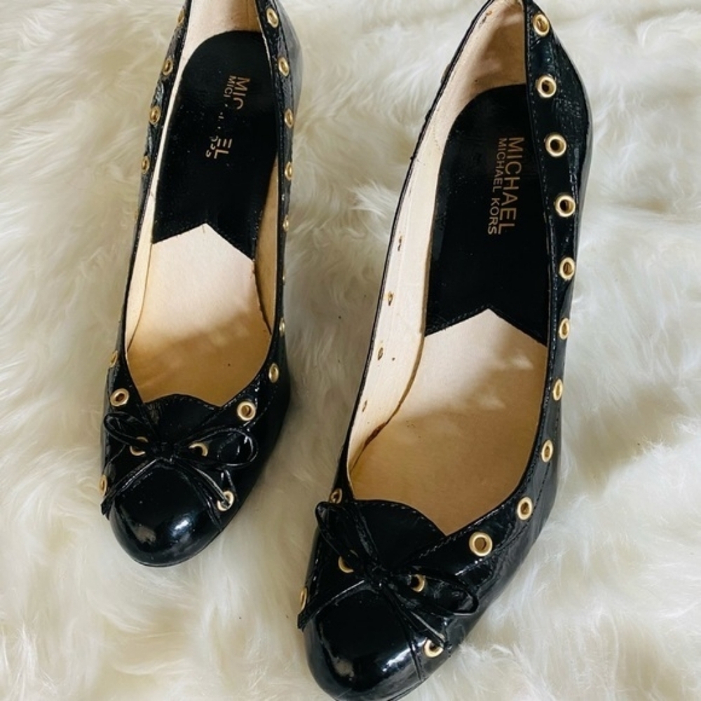 Michael Kors MK Plimpton Studded Black Heel Pump Shoes Women 9 - Picture 2 of 8